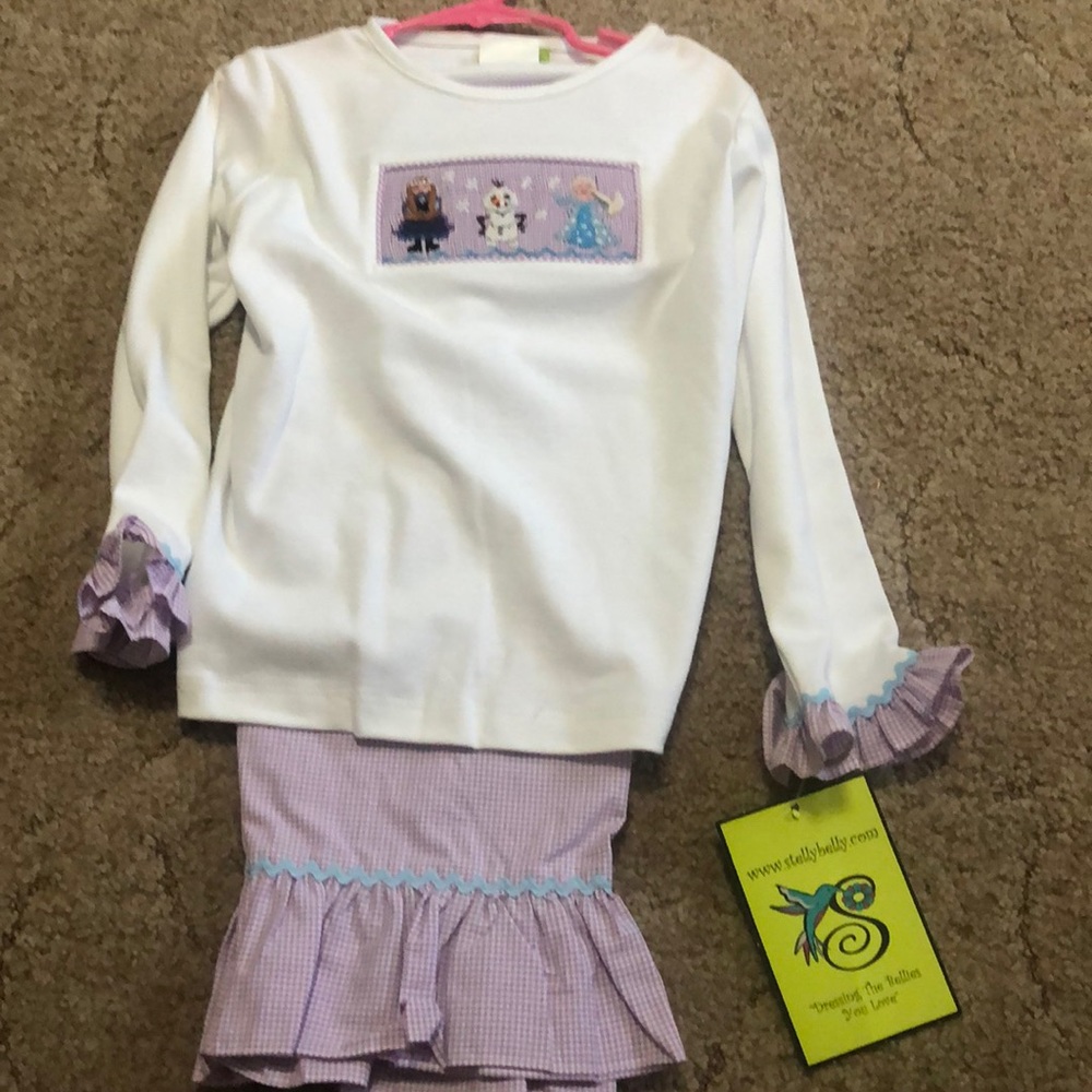 Stellybelly frozen smocked top and ruffle pants